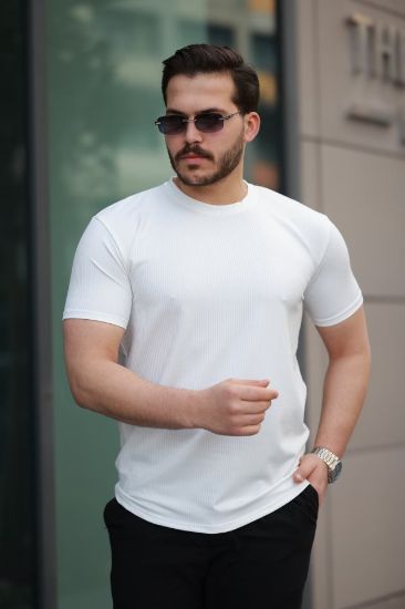 Erkek Kısa Kollu çizgi Kabartma Detaylı T-shirt resmi